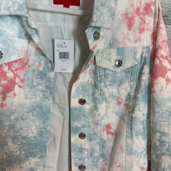 Guess Women's Tie-Dye Jean Jacket - Blue and Pink - Picture 3 of 6